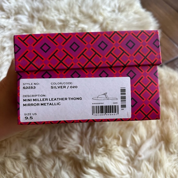 Tory Burch leather mini Millers Mirror Metallic sandals shoes dust bag size 9.5 - Picture 11 of 14